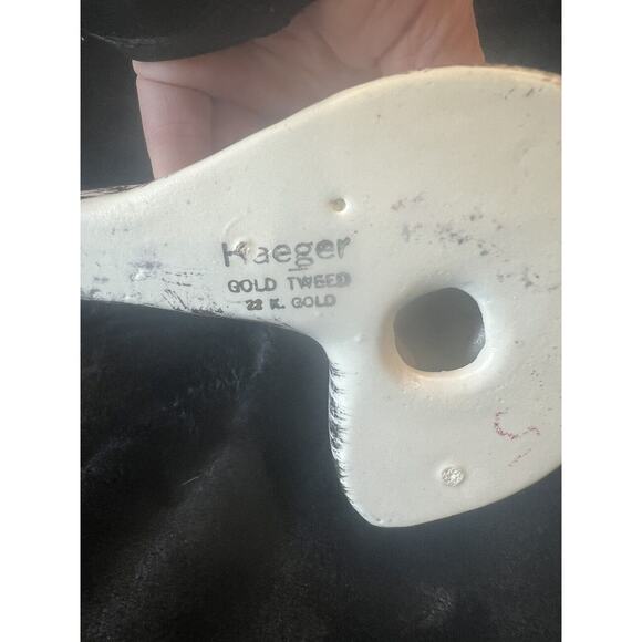 Set 2 Vintage MCM Haeger Tweed Calla Lily Candle Holder Vase 22K Gold Trim Pair - Picture 10 of 16